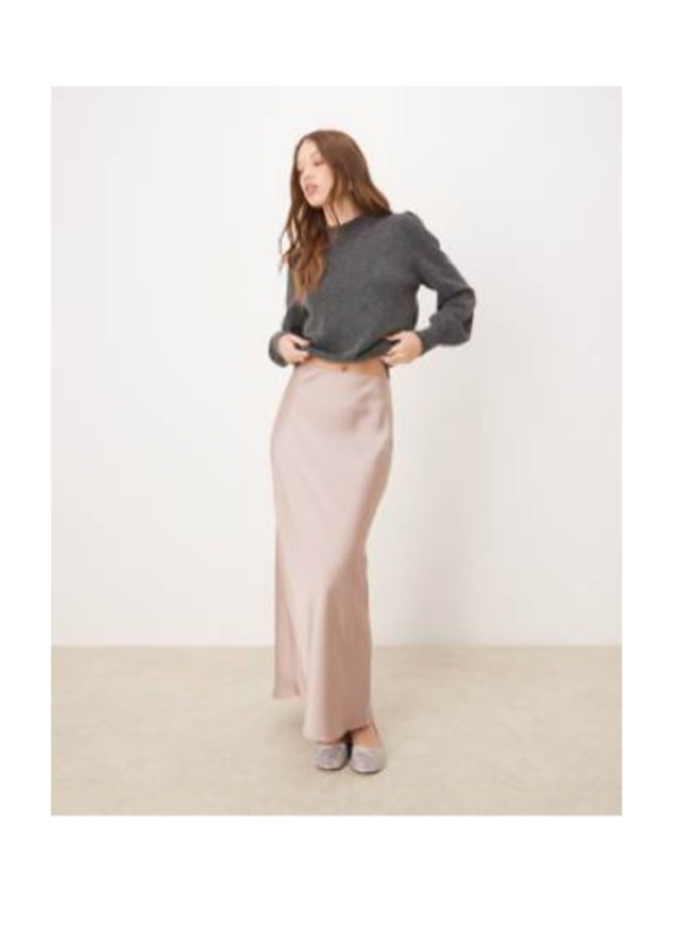 ASOS rose blush satin long skirt